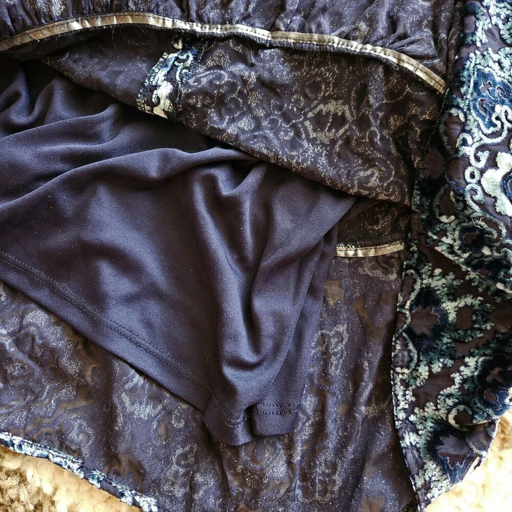 Faded Glory Womens L Velvet Burnout Peplum Top Fairy Gothic Whimsigoth - Picture 6 of 8